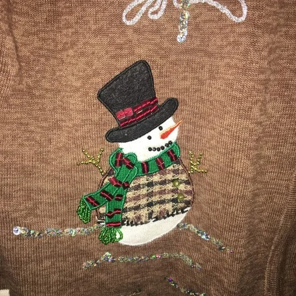 Mercer Street Studio Snowman Cardigan Medium Christmas Sweater - Picture 3 of 14